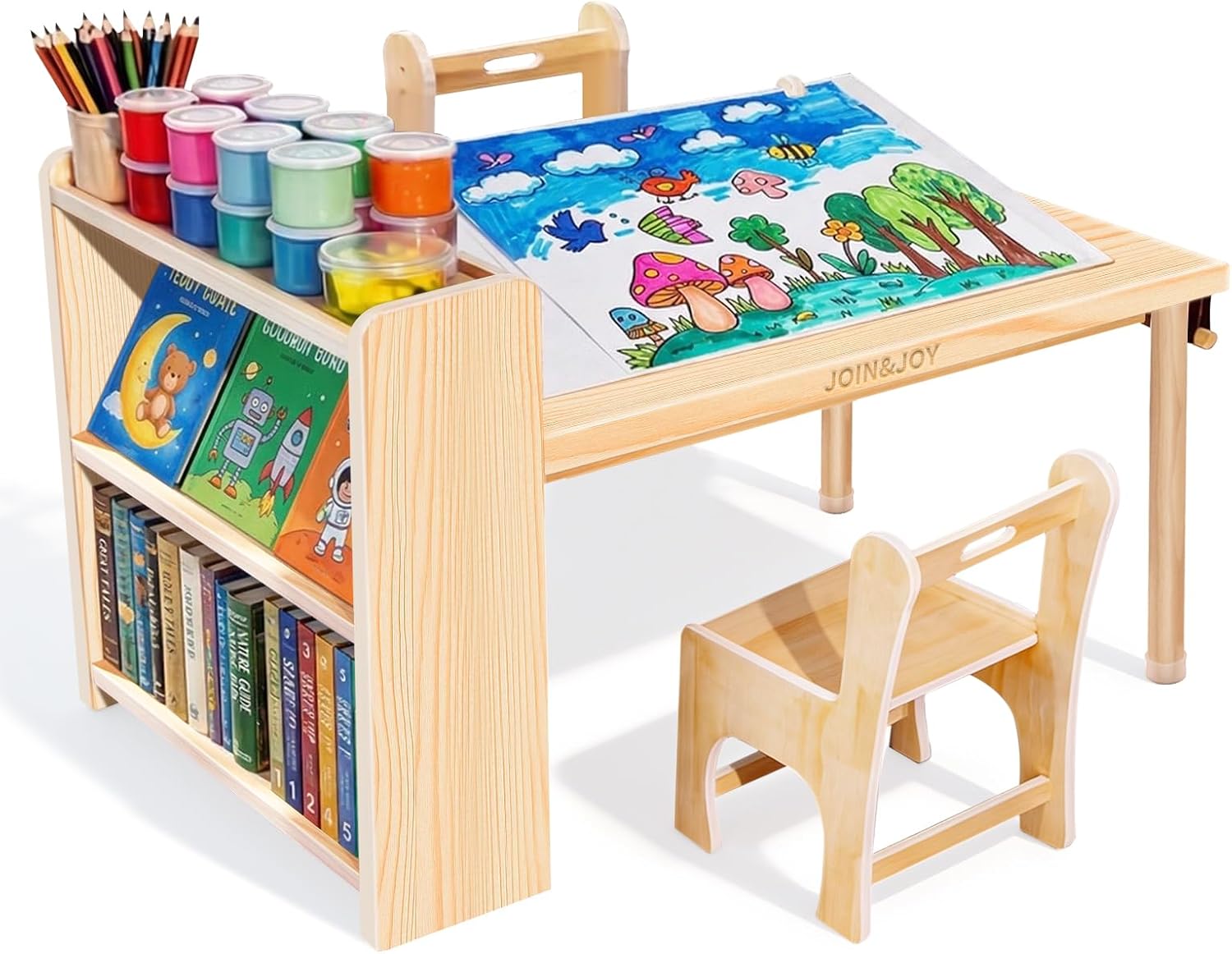 Art Craft Toddler - Drewniany stolik artystyczny dla dzieci z
