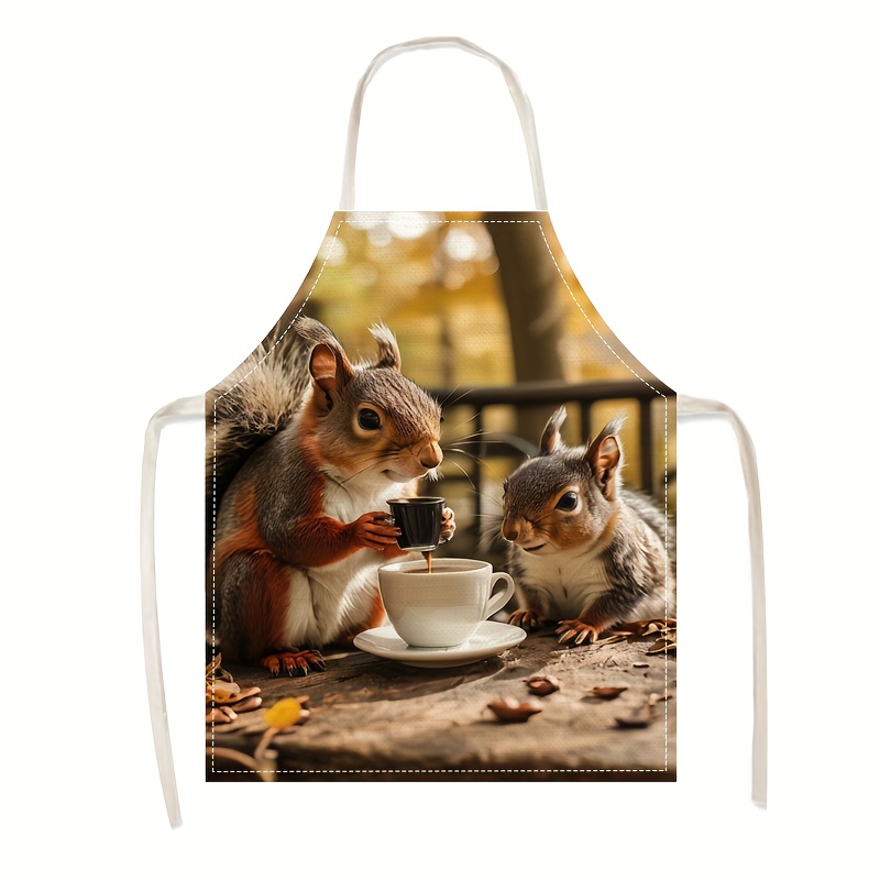 Art Craft Gift Ideas - Fartuch lniany z nadrukiem wiewiórki i