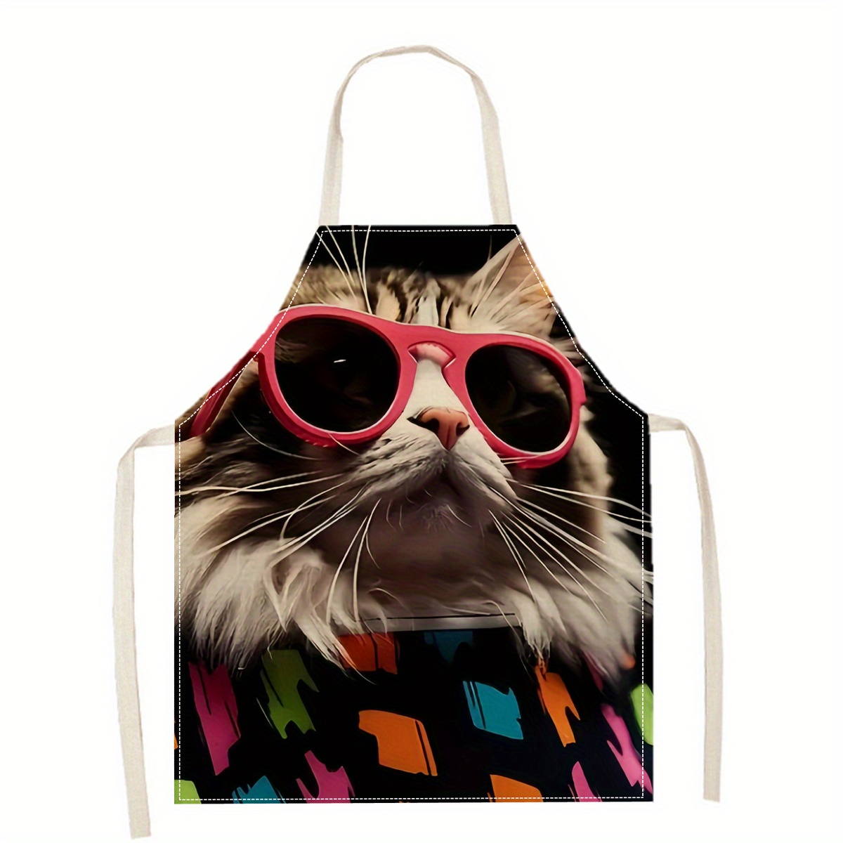 Art Craft Gift Ideas - Fartuch lniany z zabawnym nadrukiem kota