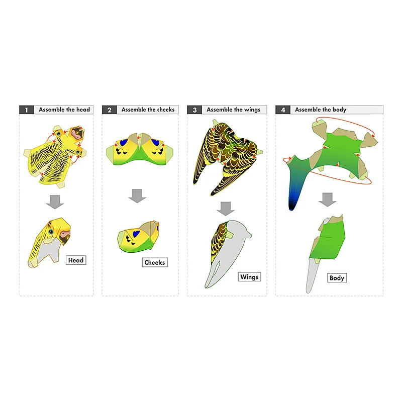 Budgerigar Parrot Bird Handmad – Art Craft With Cardboard recenzja i cena